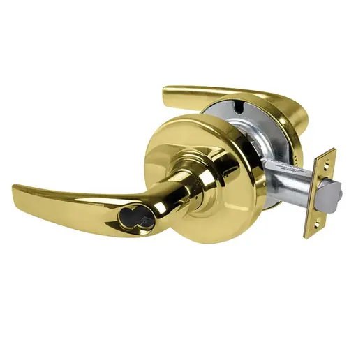 Grade 2 Classroom Cylindrical Lock with Field Selectable Vandlgard, Athens Lever, SFIC Less Core, Bright Brass Finish, Non-handed Bright Brass