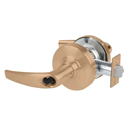 Grade 2 Office Cylindrical Lock with Field Selectable Vandlgard, Athens Lever, SFIC Less Core, Satin Bronze Finish, Non-handed Satin Bronze