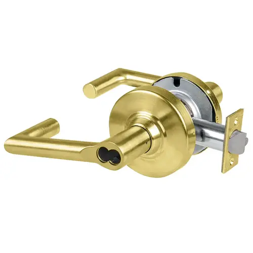 ALX Series Grade 2 Entry Boardwalk Lever Lock with Large Format IC Prep Less Core; 47267042 Deadlatch; and 47267101 ANSI Strike Satin Brass Finish