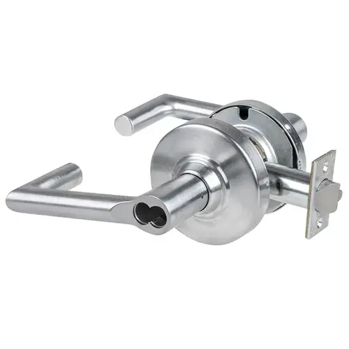 Grade 2 Storeroom Cylindrical Lock with Field Selectable Vandlgard, Boardwalk Lever, SFIC Less Core, Satin Chrome Finish, Anti-Friction Fire Deadlatch, Non-handed Satin Chrome