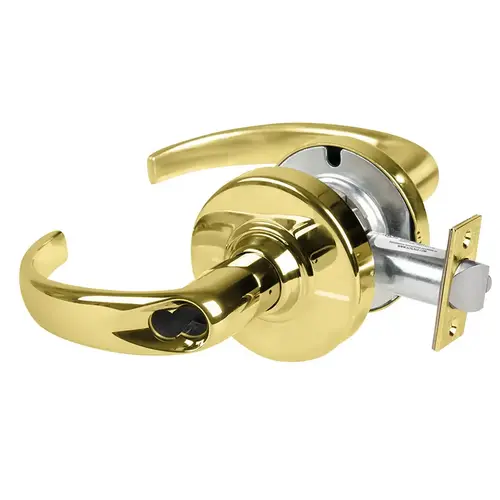 ALX Series Grade 2 Entry Office Tactile Sparta Lever Lock with Small Format IC Prep Less Core; 47267042 Deadlatch; and 47267101 ANSI Strike Bright Brass Finish