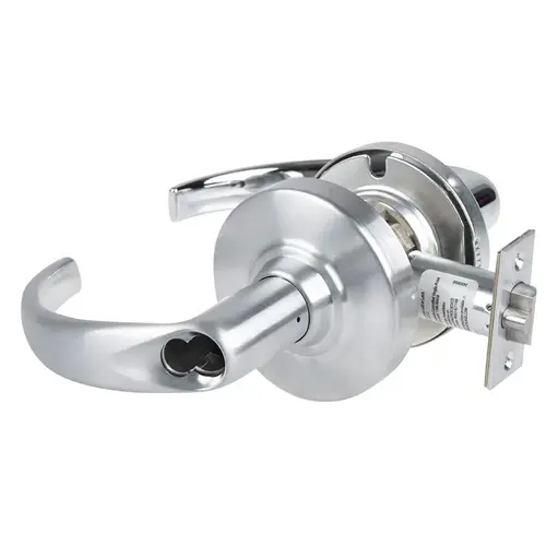 ALX Series Grade 2 Entry Tactile Sparta Lever Lock with Small Format IC Prep Less Core; 47267042 Deadlatch; and 47267101 ANSI Strike Antimicrobial Satin Chrome Finish