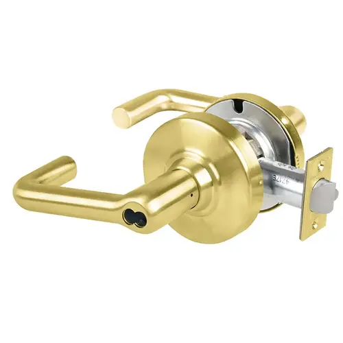 ALX Series Grade 2 Entry Office Tactile Tubular Lever Lock with Large Format IC Prep Less Core; 47267042 Deadlatch; and 47267101 ANSI Strike Satin Brass Finish