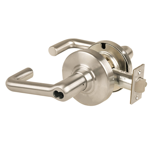 ALX Series Grade 2 Storeroom Tubular Lever Lock with Large Format IC Prep Less Core; 47267042 Deadlatch; and 47267101 ANSI Strike Satin Nickel Finish