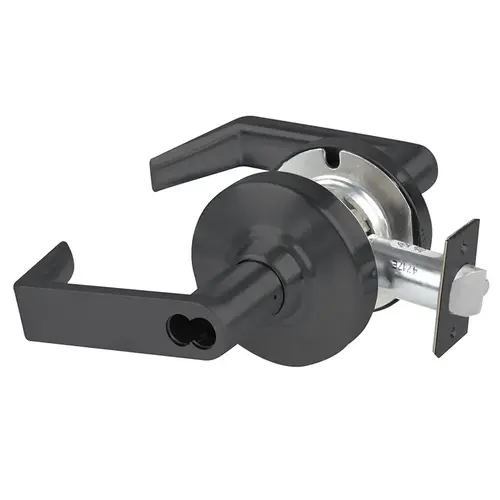 Grade 2 Office Cylindrical Lock with Field Selectable Vandlgard, Rhodes Lever, SFIC Less Core, Matte Black Finish, Non-handed Matte Black