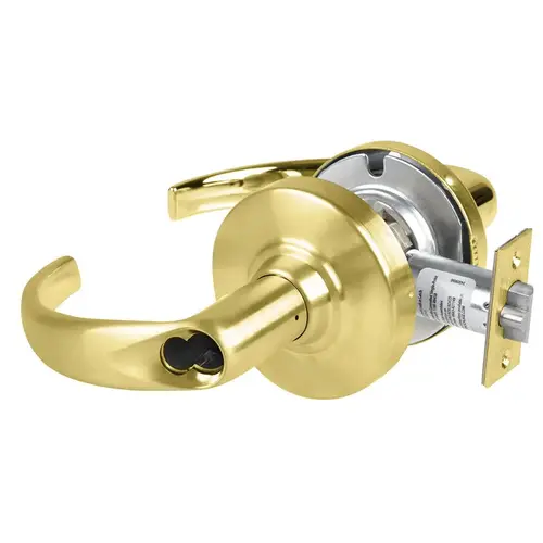 Grade 2 Entrance Cylindrical Lock with Field Selectable Vandlgard, Sparta Lever, SFIC Less Core, Satin Brass Finish, Anti-Friction Fire Deadlatch, Non-handed Satin Brass