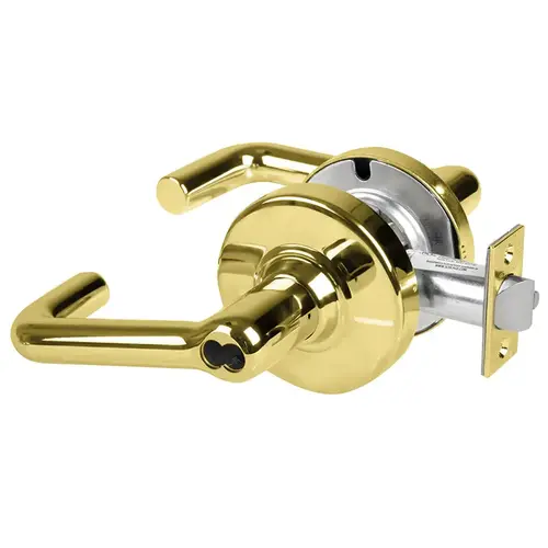 ALX Series Grade 2 Entry Tactile Tubular Lever Lock with Large Format IC Prep Less Core; 47267042 Deadlatch; and 47267101 ANSI Strike Bright Brass Finish