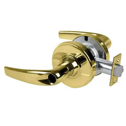 ALX Series Grade 2 Entry Athens Lever Lock with Corbin L-CO6 Prep Less Cylinder; 47267042 Deadlatch; and 47267101 ANSI Strike Bright Brass Finish