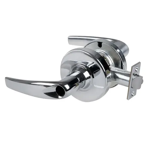 ALX Series Grade 2 Entry Athens Lever Lock Less Cylinder with 47267042 Deadlatch and 47267101 ANSI Strike Bright Chrome Finish