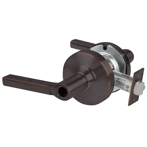 Grade 1 Classroom Lock, Latitude Lever, Less Cylinder, 3-3/4" Backset, Aged Bronze Finish, Non-Handed Aged Bronze