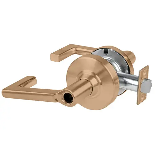 ALX Series Grade 2 Entry Office Tactile Longitude Lever Lock Less Cylinder with 47267042 Deadlatch and 47267101 ANSI Strike Satin Bronze Finish