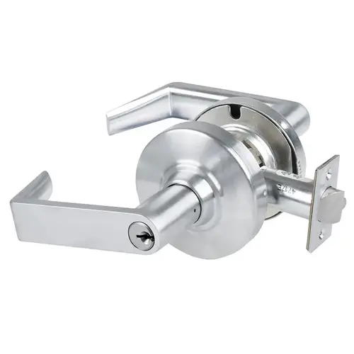 Grade 1 Vestibule Lock, Rhodes Lever, Standard Cylinder, 5 In. Backset Extension, Satin Chrome Antimicrobial Finish, Non-handed Satin Chrome Antimicrobial