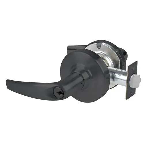 Grade 1 Corridor Lock, Athens Lever, Standard Cylinder, 5 In. Backset Extension, Matte Black Finish, Non-handed Matte Black