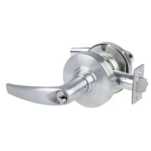 Grade 1 Corridor Lock, Athens Lever, Standard Cylinder, 5 In. Backset Extension, Satin Chrome Antimicrobial Finish, Non-handed Satin Chrome Antimicrobial