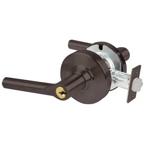 Grade 1 Entrance Lock, Broadway Lever, Standard Cylinder, 3-3/4 In. Backset, Oil Rubbed Bronze Finish, Non-handed Oil Rubbed Bronze