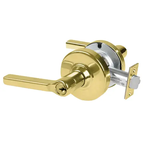 ND Series Vandlgard Storeroom C123 Keyway Electrically Unlocked Latitude with 13-247 Latch 10-025 Strike Bright Brass Finish