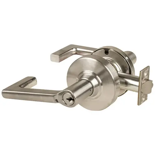 ALX Series Grade 2 Classroom Longitude Lever Lock with C Keyway; 47267042 Deadlatch; and 47267101 ANSI Strike Satin Nickel Finish