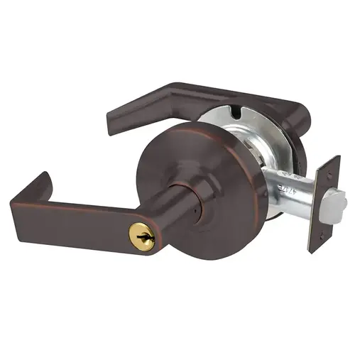 Grade 1 Faculty Restroom Lock, Rhodes Lever, Standard Cylinder, 5" Backset Extension, Aged Bronze Finish, Non-Handed Aged Bronze