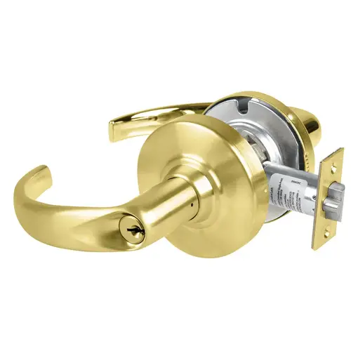 Grade 1 Entrance/Office Lock, Sparta Lever, Standard Cylinder, 5 In. Backset Extension, Satin Brass Finish, Non-handed Satin Brass