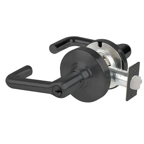 Grade 1 Institutional Lock, Tubular Lever, Standard Cylinder, 5 In. Backset Extension, Matte Black Finish, Non-handed Matte Black