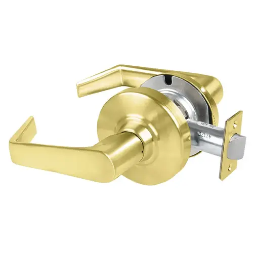 ALX Series Grade 2 Passage Saturn Lever Lock with 47267038 Springlatch and 47267101 ANSI Strike Satin Brass Finish