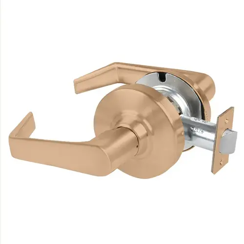 ALX Series Grade 2 Passage Saturn Lever Lock with 47267038 Springlatch and 47267101 ANSI Strike Satin Bronze Finish