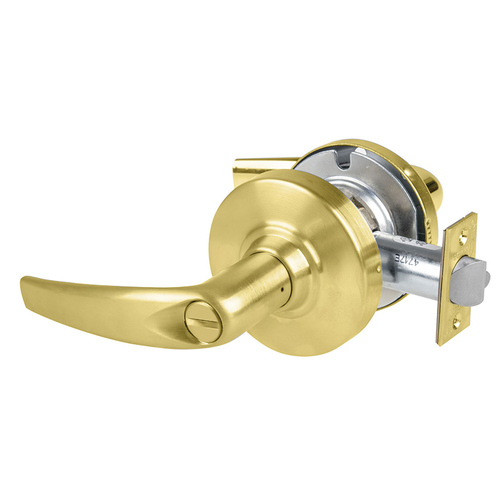 ALX Series Grade 2 Hospital Privacy Athens Lever Lock with 47267038 Springlatch and 47267101 ANSI Strike Satin Brass Finish