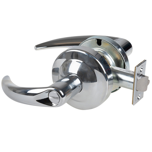 ALX Series Grade 2 Hospital Privacy Omega Lever Lock with 47267038 Springlatch and 47267101 ANSI Strike Bright Chrome Finish