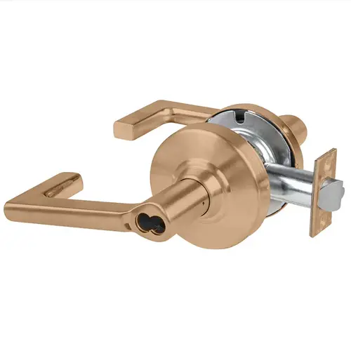 ALX Series Grade 2 Entry Longitude Lever Lock with Large Format IC Prep Less Core; 47267042 Deadlatch; and 47267101 ANSI Strike Satin Bronze Finish