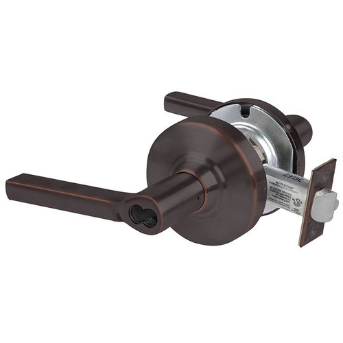 Grade 1 Entrance Lock, Latitude Lever, Schlage FSIC Prep Less Core, 3-3/4" Backset, Aged Bronze Finish, Non-Handed Aged Bronze