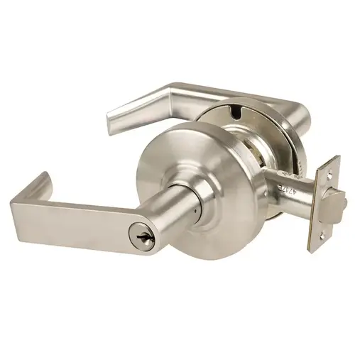 Grade 1 Vestibule Lock, Rhodes Tactile Lever, Standard Cylinder, Satin Nickel Finish, Non-handed Satin Nickel