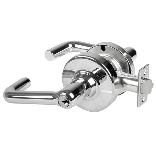 Grade 1 Entrance Lock, Tubular Lever, Standard Cylinder, 5 In. Backset Extension, Bright Chrome Finish, Non-handed Bright Chrome