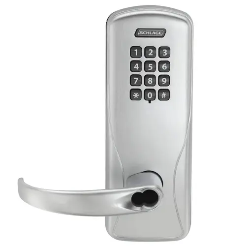 Standalone Electronic Lock with Rights on Lock Mortise Office Keypad Sparta Lever with Large Format Less Core Satin Chrome Finish