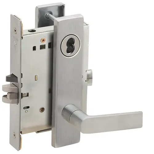 Mortise Lock Satin Chrome Antimicrobial Coated