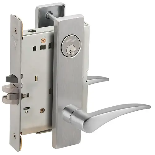 Classroom Security Mortise Lock C Keyway with 12 Lever and L Escutcheon Right Hand Satin Chrome Finish