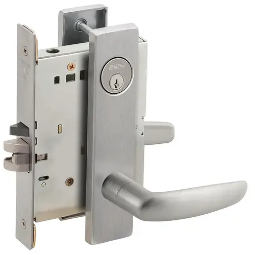 Classroom Security Mortise Lock C Keyway with 07 Lever and L Escutcheon Satin Chrome Finish