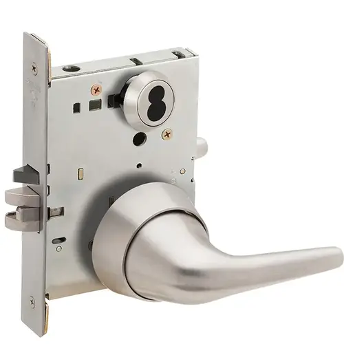 Automatic Unlocking Entry Mortise Lock Less Removable Core with SL1 Anti-Ligature Lever Satin Stainless Steel Finish