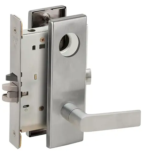 Classroom Security Holdback Mortise Lock Less Cylinder with 01 Lever and N Escutcheon Satin Chrome Finish