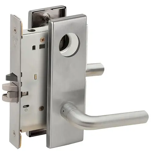 Classroom Holdback Mortise Lock Less Cylinder with 02 Lever and N Escutcheon Satin Chrome Finish