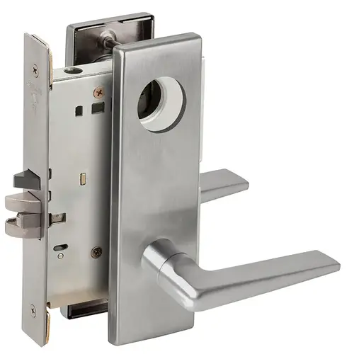 Classroom Security Holdback Mortise Lock Less Cylinder with 05 Lever and N Escutcheon Satin Chrome Finish