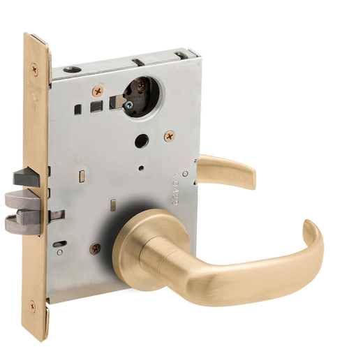 Entry / Office Mortise Lock Less Cylinder with 17 Lever and A Rose Satin Brass Finish