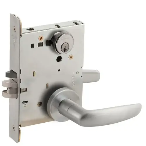 Entry / Office Mortise Lock C Keyway with 07 Lever and A Rose Satin Chrome Finish