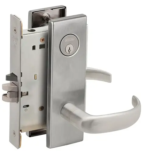 Automatic Unlocking Entry Mortise Lock C Keyway with 17 Lever and N Escutcheon Satin Chrome Finish