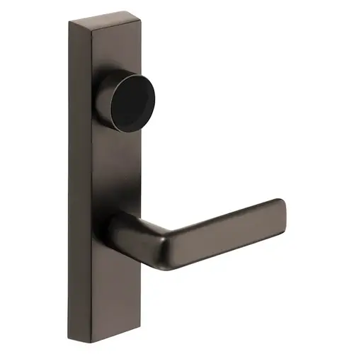 Grade 1 Exit Device Trim, Classroom Function, Key Outside Unlocks/Locks Trim, For Surface Vertical Rod and Mortise (8700, 8900 Series) Devices, Less Cylinder, E Lever, RHR, Oxidized Satin Bronze Relieved Clear Coated Oxidized Satin Bronze Relieved Clear Coated