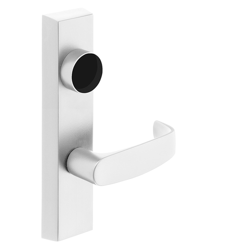 Grade 1 Exit Device Trim, Storeroom Function, Key Unlocks Trim, Trim Retracts Latch/Trim Relocks when Key is Removed, For Rim (8800) and NB8700 Series Devices, Less Cylinder, L Lever, RHR, White Suede Powder Coat White Suede Powder Coat