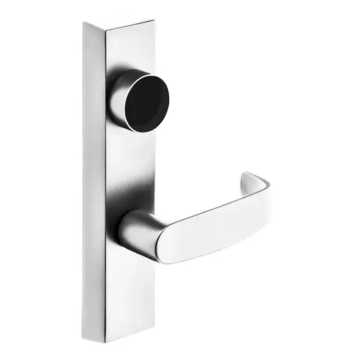 Grade 1 Exit Device Trim, Night Latch, Key Retracts Latch, For Rim and Mortise (8300, 8500, 8800, 8900, 9800, 9900 Series) Devices, Less Cylinder, L Lever, Bright Chrome Finish, Right-Hand Reverse Bright Chrome