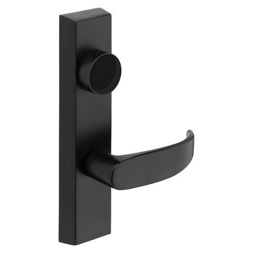 Grade 1 Exit Device Trim, Classroom Function, Key Outside Unlocks/Locks Trim, For Rim (8800) and NB8700 Series Devices, Less Cylinder, P Lever, RHR, Black Suede Powder Coat Black Suede Powder Coat