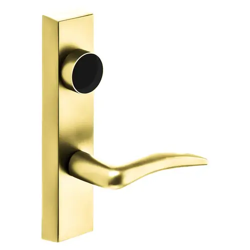 Grade 1 Electrified Exit Device Trim, Fail Secure, Power Off, Locks Lever, Key Retracts Latch, For Surface Vertical Rod and Mortise (8700, 8900 Series) Devices, Less Cylinder, A Lever, 12V, RHR, Bright Brass Bright Brass