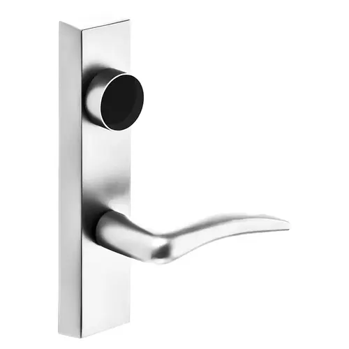 Grade 1 Exit Device Trim, Classroom Security Function, Key Outside Retracts Latch, Key Inside Unlocks/Locks Outside Trim, For Surface Vertical Rod and Mortise (8700, 8900 Series) Devices, Less Cylinder, A Lever, RHR, Bright Chrome Bright Chrome