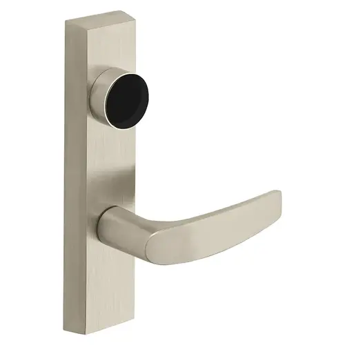 Grade 1 Exit Device Trim, Storeroom Function, Freewheeling Trim, Key Unlocks Trim, Trim Retracts Latch, Trim Relocks when Key is Removed, For Surface Vertical Rod and Mortise (8700, 8900 Series) Devices, Less Cylinder, B Lever, LHR, Satin Nickel Plated Clear Coated Satin Nickel Plated Clear Coated